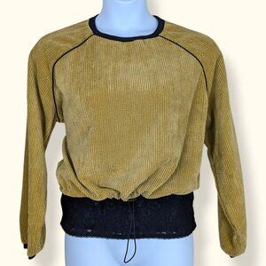 Noisy May Cropped Yellow Long Sleeve Corduroy Top
